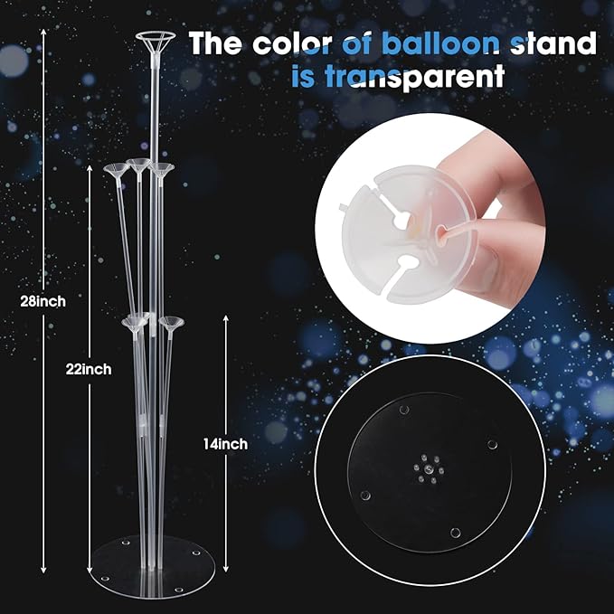 Voircoloria 30 Sets Balloon Stand Kits, Balloon Sticks Holder with Base for Table Graduation Birthday Baby Shower Gender Reveal Party Decorations