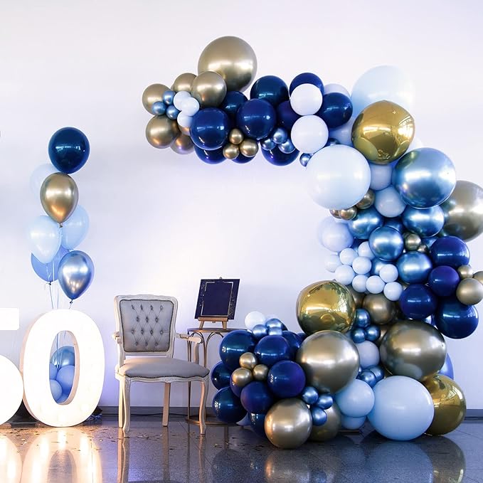 RUBFAC Graduation Balloons 129pcs, Navy Blue Balloon Different Sizes 18 12 10 5 Inch, Garland Arch Kit for Birthday Party Baby Shower Wedding Sports Holiday Decoration
