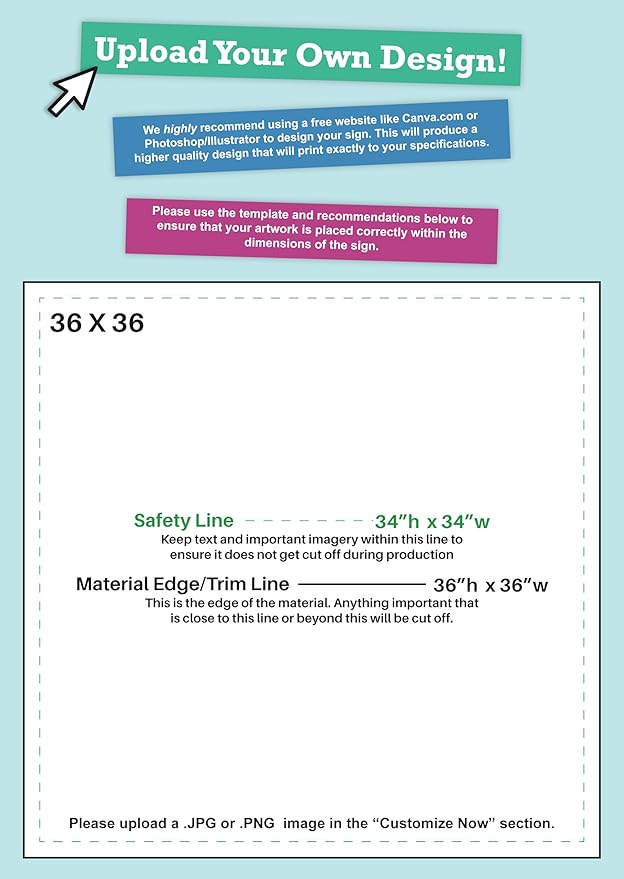 CustomForMe Personalized Vinyl Banner – Vinyl Printed Customizable Banner for Indoor and Outdoor Use (3'x3')