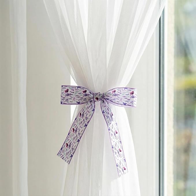 YKW 2 Rolls Purple Wired Ribbon 2.5 Inch x 5 Yards Each - Lavender Butterfly Burlap Ribbon Set for Wreaths, Spring Decor, Gift Wrapping, Bows, Crafts, Party & Wedding Decoration