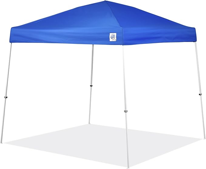 E-Z UP Sierra Instant Shelter Canopy, Angled Leg 12' x 12', Lightweight, White Powder-Coated Steel Frame and Clear Span Ceiling, Royal Blue