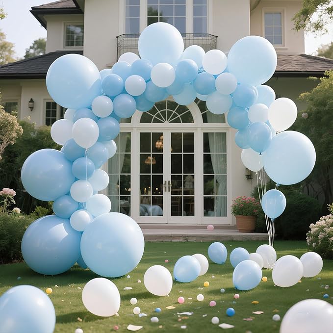 Pastel Blue Latex Party Balloons 10 Pack 36 inch Round Light Blue Balloons for Wedding Baby Shower Gender Reveal Birthday Party Decoration