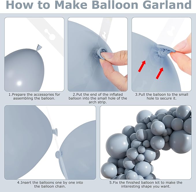 Amandir 153pcs Dusty Blue Balloons Arch Garland Kit Different Sizes 18 12 10 5 Inch Haze Pale Blue Latex Matte Balloon for Birthday Baby Shower Gender Reveal Wedding Engagements Party Decorations