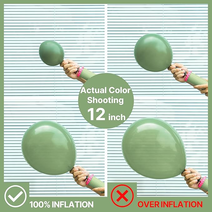 PartyWoo Sage Green Balloon Arch Kit Garland 142pcs Different Sizes of 18 12 10 5 Inch Olive Dusty Boho Green Balloons for Baby Shower Graduation Jungle Woodland Dinosaur Birthday Party Decorations