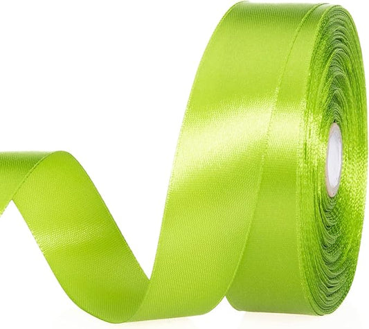 YASEO 1 Inch Apple Green Solid Satin Ribbon, 50 Yards Craft Fabric Ribbon for Gift Wrapping Floral Bouquets Wedding Party Decoration