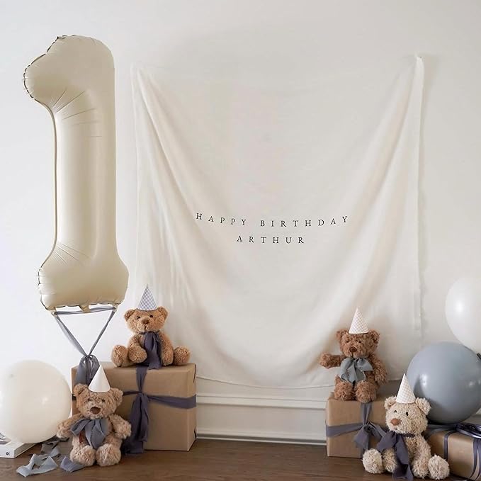 Personalised Birthday Name Flag, Custom Birthday Banner Fabric Sign, Boho Wall Art