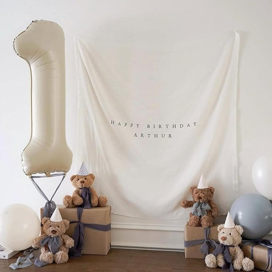 Personalised Birthday Name Flag, Custom Birthday Banner Fabric Sign, Boho Wall Art