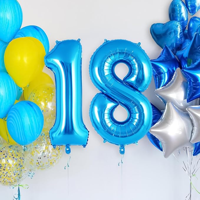 Blue Number 1 Balloon 40 Inch, Big Large Foil Helium Number Balloons, Jumbo Giant Mylar Number 1 Balloons for 1 first Birthday Party Decorations Supplies Anniversary Celebration