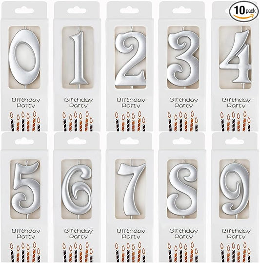 PHD CAKE 10-Count 0-9 Silver Number Birthday Candles, Number One Birthday, Silver Number Candles, Party Celebration, Baby Showers