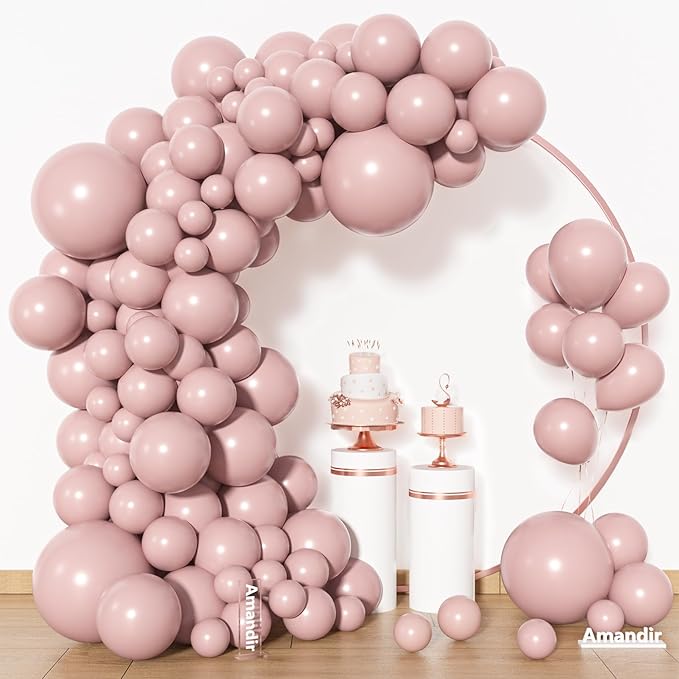 Amandir 153pcs Dusty Pink Balloons Arch Garland Kit Different Sizes 18 12 10 5 Inch Rose Boho Blush Lilac Pink Latex Balloon Mother Princess Birthday Wedding Anniversary Bachelorette Party Decorations