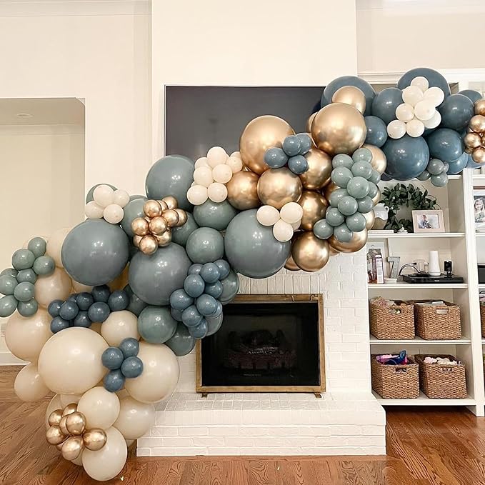 Awenztech 110pcs Slate Blue Balloons, 18 12 10 5 inch Dusty Blue Balloons Different Sizes Balloon Garland for Baby Shower Wedding Birthday Party Decorations