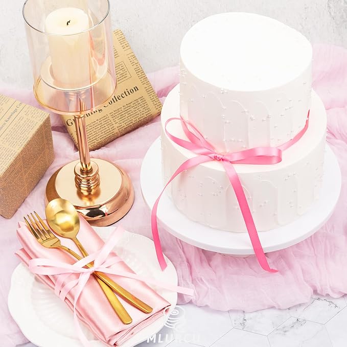 Pink Ribbon Thin 3/8 Inch x 60Yds Assorted Double Faced Pink Satin Ribbon Set for Flower Bouquet, Gift Wrapping, Wedding Invitation, Bridal Shower, Baby Shower, Hair Bows and Crafts