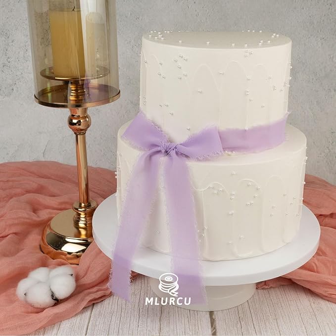Purple Chiffon Ribbon - 1 Inch x 3 Yds, Lilac/Lavender/Dark Purple/Violet/Plum, Frayed, Wedding Invitation/Flower Bouquets/Gift Wrapping/Bridal Shower