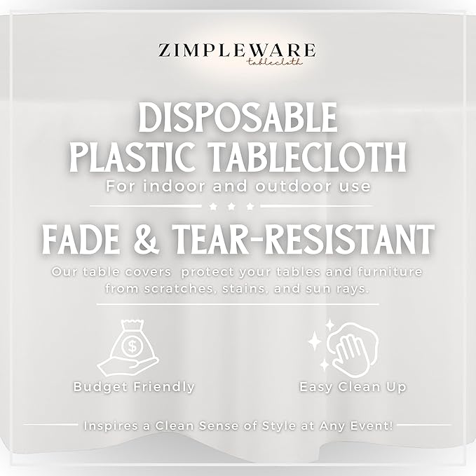 ZIMPLEWARE Premium White Plastic Table Cloth Disposable (12 Pack) Round Tablecloth (84in) Party Table Cloths Disposable, Perfect Table Cloth Round Cover for Any Table Up to 6 Feet