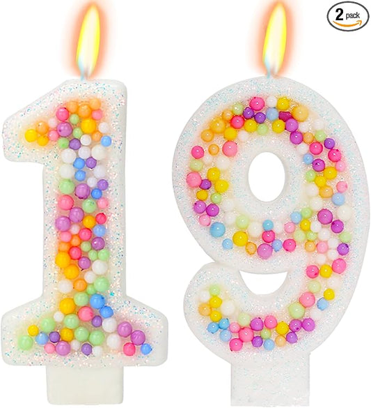 19th Birthday Candle for Cake, Colorful Macaron Numeral Candles for Boys/Girls, Theme Birthday Party Cake Decorations, Cake Topper for Birthday Party Supplies (Number 19)