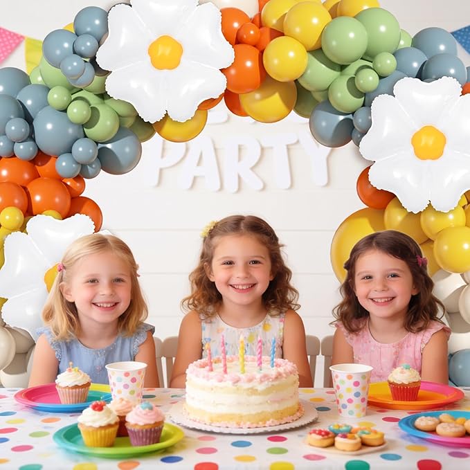 Ouddy Life 167Pcs Here Comes the Son Balloon Arch Garland Kit, Retro Boho Colorful Dusty Blue Burnt Orange Mustard Yellow Daisy Balloons for Boys First Birthday Baby Shower Easter Party Decorations