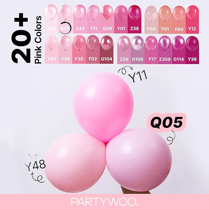 PartyWoo Pink Balloons 140 pcs Different Sizes of 18 12 10 5 Inch Pastel Pink Balloons Arch Kit Garland for Baby Shower Gender Reveal Birthday Bridal Shower Princess Party Decorations Pink-Q05