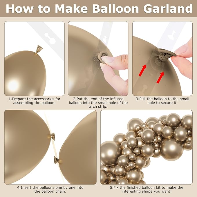 Amandir 153pcs Metallic Gold Balloons Arch Garland Kit Different Sizes 18 12 10 5 Inch Chrome Gold Champagne Balloon for Birthday Wedding Anniversary Bachelorette Graduation Party Decorations