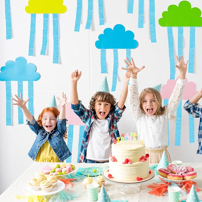 8 Rolls Blue Crepe Paper Rolls Party Paper Streamers Easter Party DIY Photo Booth Backdrop for Winter Birthday Baby Shower Wedding Party Decorations（Total 656ft, 1.8Inch x 82Ft/Roll）