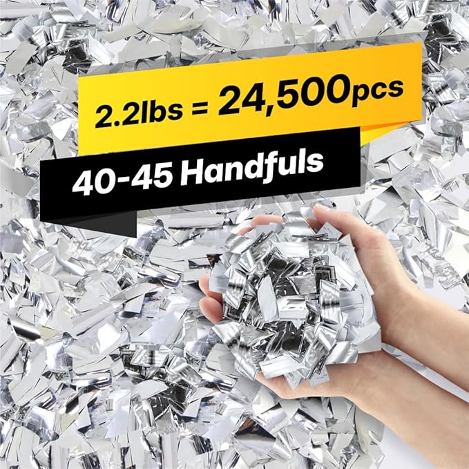 Silver Bulk Confetti Paper 2.2lbs / 1kg – Biodegradable Tissue Paper Confetti, Non-Staining, Fire-Resistant | Weddings, Events, New Year's Eve, Confetti Launcher Machine Refill