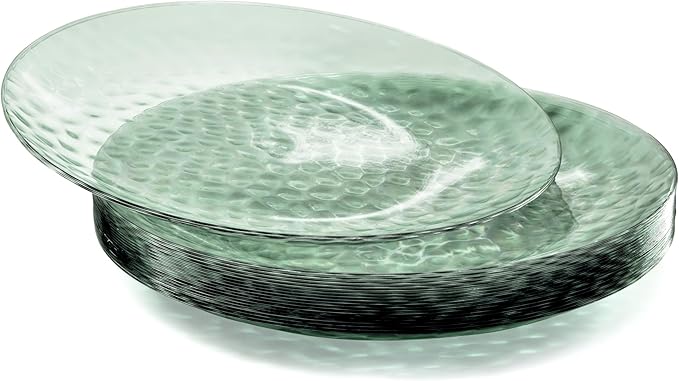 " OCCASIONS " 100 Plates Pack (50 Guests) Wedding Party Disposable Plastic Plate Set -50 x 10'' Dinner + 50 x 7'' Salad/dessert plates (Coastal Clear Green)