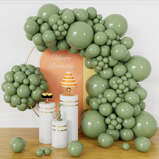 134Pcs Sage Green Balloons Different Sizes 5 10 12 18 Inch Sage green Latex Balloon for Birthday Wedding Baby Shower. (Sage green)