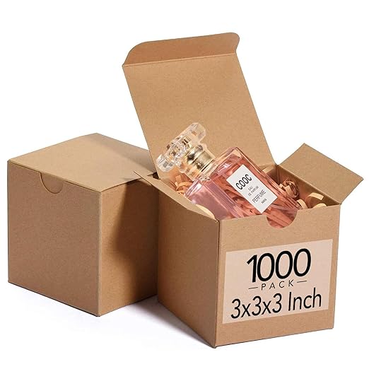 MESHA Gift Boxes 3x3x3'' 1000 Pack Brown, Small Cardboard Gift Box with Lids Bridesmaid Proposal Gifts Box, Gift Boxes Bulk for Present, Bridal, Wedding, Groomsmen, Cupcake Box
