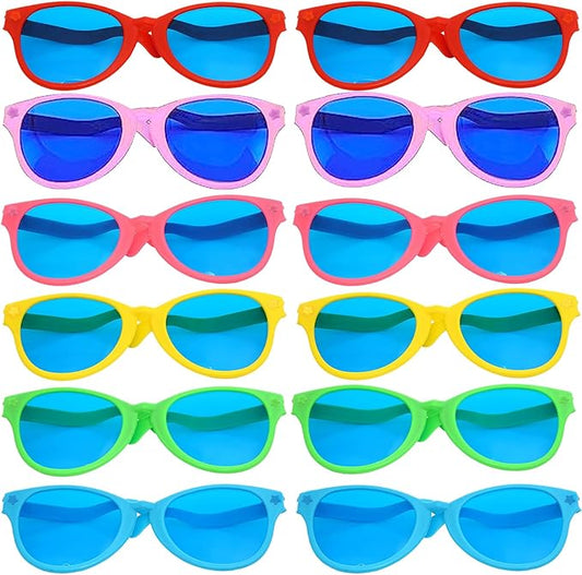 12 Pieces Jumbo Plastic Sunglasses, Novelty Clown Props Party Sunglasses Giant Funny Glasses Oversized Eyewear for Festival Costume Cosplay Party Supplies Accessories