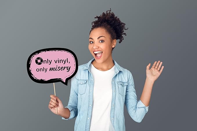 Emo Party Photo Booth Props – 12 Black and Pink Signs for Birthday, Concert, Halloween, and Emo Party Decorations