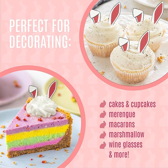 Sugar Robot Edible Bunny Ears for Cupcakes - Bunny Ears Cake Topper - Easter Cupcake Toppers - Decoration Made in the USA - Premium Crafted