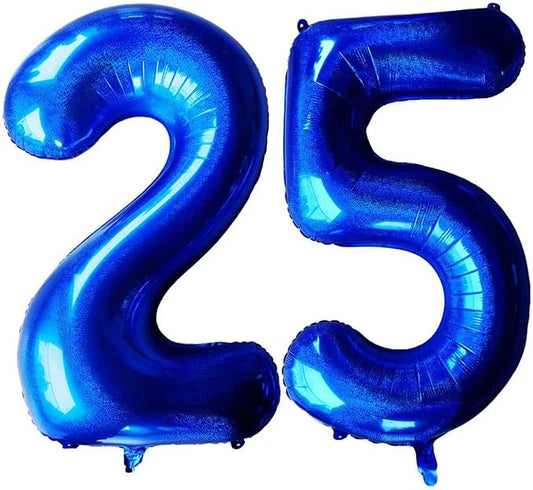 Laser Navy Blue Number 25 Balloons 40 Inch Giant Number Dark Blue 25 Foil Mylar Balloons for 25th Birthday Anniversary Events Party Decorations