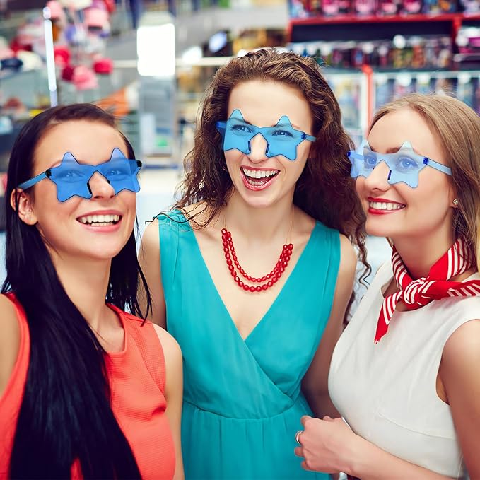 SUNOVELTIES 16/48 Star Rimless Sunglasses Irregular One Piece Colored Party Glasses Transparent Fun sunglasses for Teen Adult