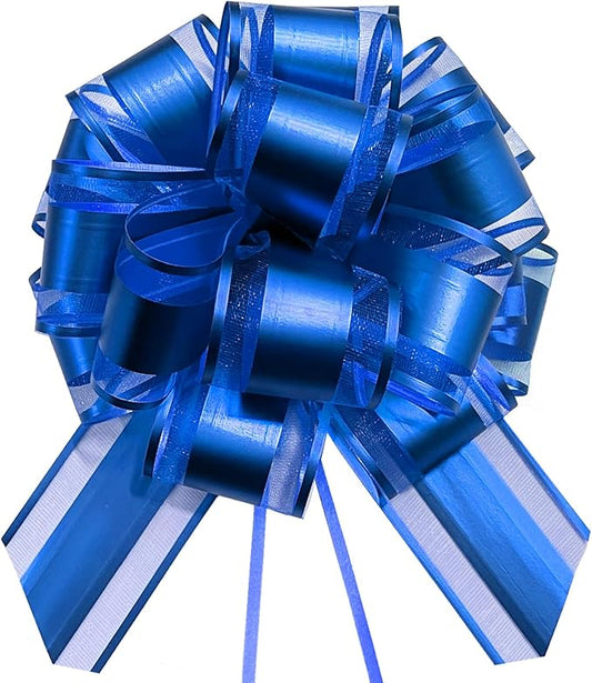 Blue Bows for Gift Wrapping, 6PCS Gift Bows for Christmas Wedding Birthday Party Valentine's Day Mother's Day Baskets Decoration, 6 Inches (Blue)