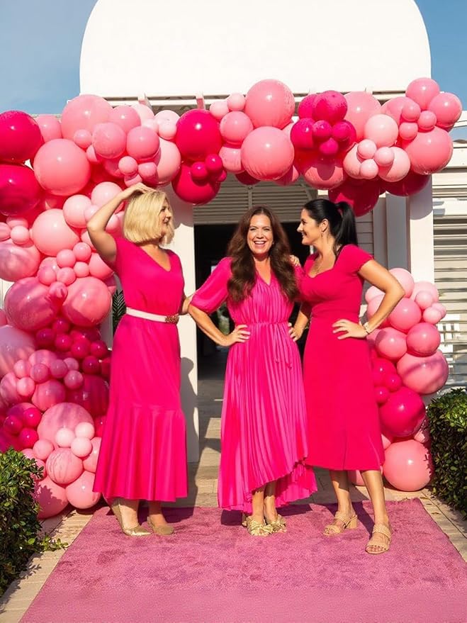 Hot Pink Balloons Garland Arch Kit 180pcs with Star - 22 18 12 10 5in Different Size Shades of Pink White and Gold Balloons for Valentine's Day Birthday Baby Shower Wedding Party Decorations