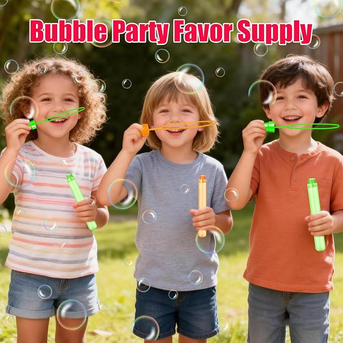 SpringFlower Bubble Wand, Bubble Wands Bulk, Bubble Party Favor Supply for Summer Indoor & Outdoor Activities, Bubble Solution Summer Toy in 6 Colors, Birthday,24 Pack
