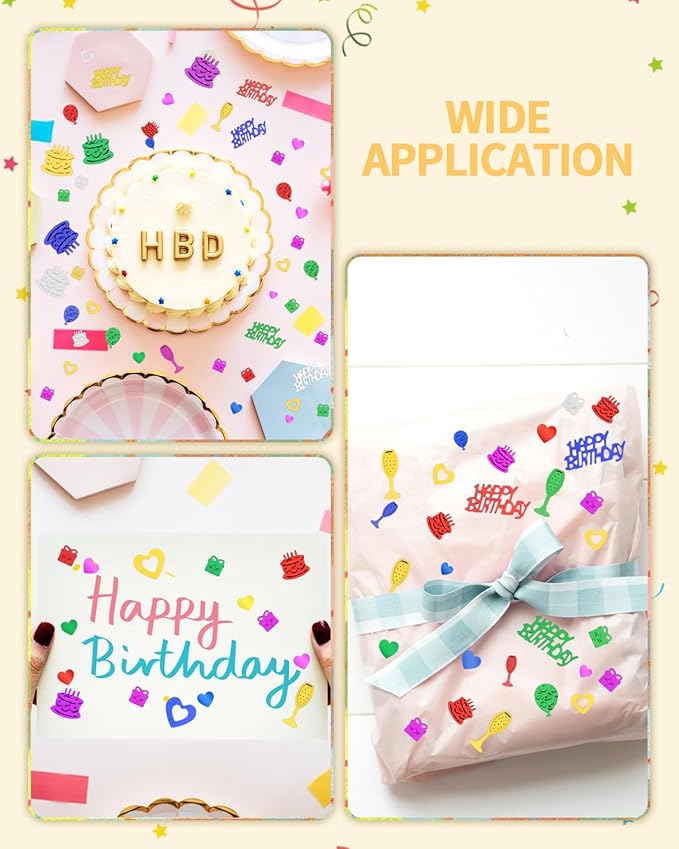Happy Birthday Confetti - Multi-Color Metallic Foil Birthday Confetti for Table, Cake, Balloon Sprinkles and Party Decorations, Party Anniversary Wedding DIY Craft Supplies