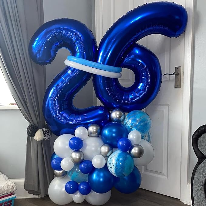 40 Inch Navy Blue 26 Number Balloons Giant Jumbo Huge 26 or 62 Foil Mylar Helium Number Digital Balloons Dark Blue Birthday Mylar Digital Balloons 26th or 62th Birthday Anniversary Events Party