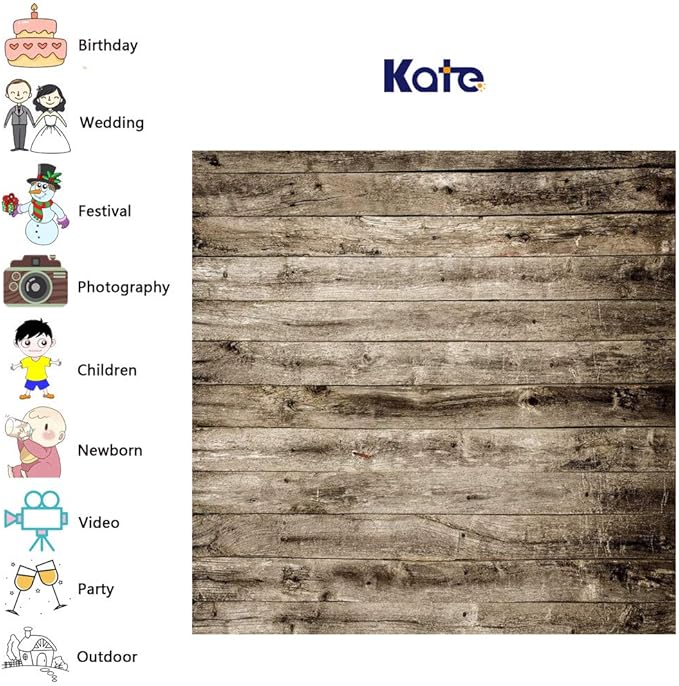 Kate 8x8ft Rustic Wood Texture Photography Backdrop Vintage Wooden Wall Background Seamless Studio Backgrounds Children Baby Shower Backdrops for Photoshoot