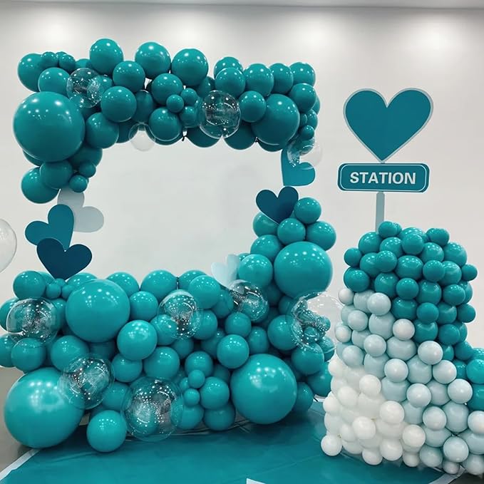 Voircoloria 105pcs Peacock Blue Balloons 12inch Party Latex Balloons for Boys Girls Birthday Baby Shower Gender Reveal Wedding Sunflower Party Decorations