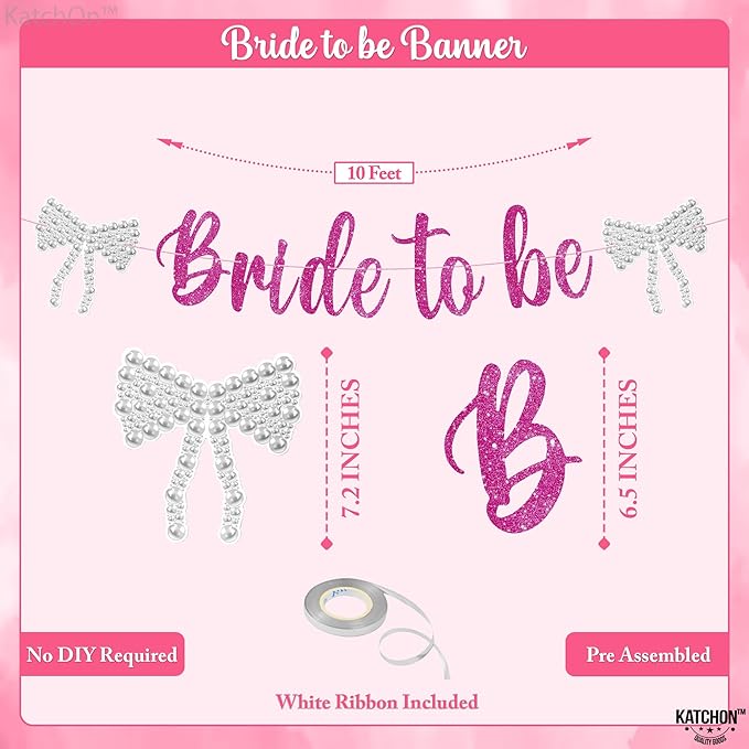 KatchOn, Bride To Be Decorations Kit - Pack of 115 | Ring Balloon, Pink Balloons Arch | Bride to Be Banner, Bachelorette Party Supplies for Bachelorette Party Decorations | Bridal Shower Decorations