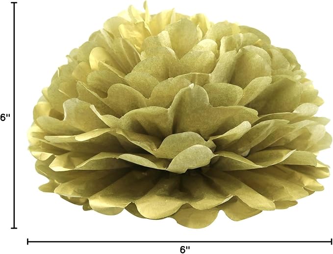 Lightingsky 10pcs Paper Tissue Pom Poms DIY Flowers Ball for Wedding Party Home Decoration (6 inch, Gold)