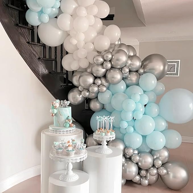 Voircoloria 105pcs Pale Aqua Balloons 12inch Party Latex Balloons for Boys Girls Birthday Baby Shower Gender Reveal Wedding Sunflower Party Decorations