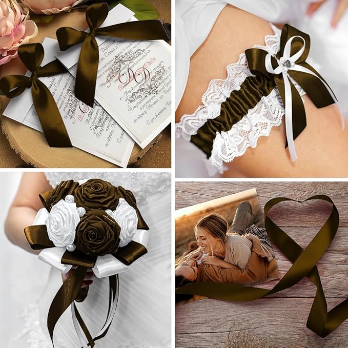 Satin Brown Ribbon for Gift Wrapping - 1 Inch 25 Yards, Maroon, Christmas, Decoration, Bow, Floral, School Themed