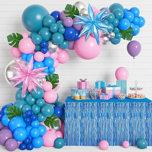 157 PCS Balloon Arch Kit, Hawaiian Pink and Blue Balloon Arch Kits, Birthday Decorations for Party, Wedding, Baby Shower (Multicolor)