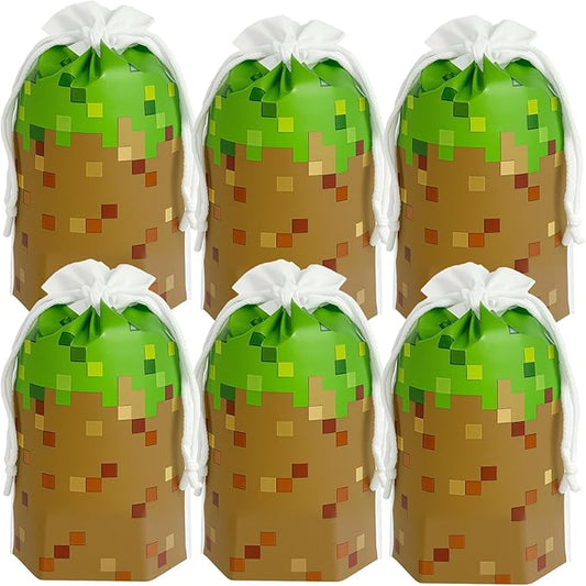 48Pcs 7 x 10Inch Pixel Miner Favor Bags Pixel Themed Treat Goodie Bags for Birthday Party Supplies Video Game Party Candy Bag for Kids
