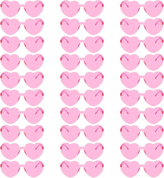 30 Pcs Heart Shape Sunglasses Frameless Transparent Glasses Get-Together Favors for Women