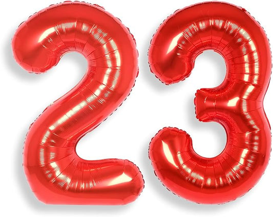 AULE 40 Inch Big Red Foil 23 Number Balloons for Women Large 23rd Happy Birthday Decorations Giant Huge Helium Mylar 32 Anniversary Party Decor
