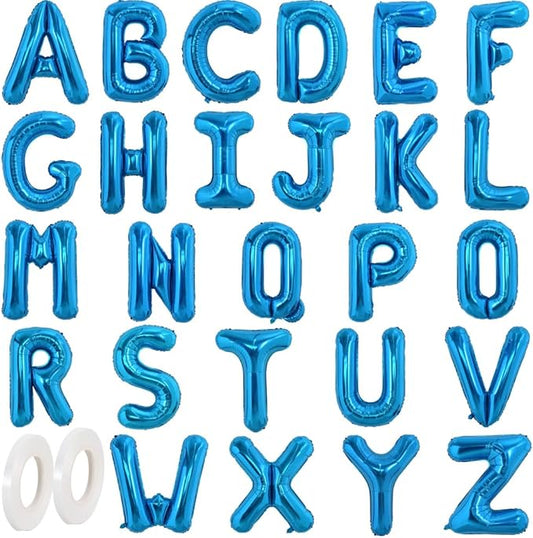 TONIFUL 16 Inch Blue Letter A-Z Balloons,Custom Phrase Mylar Foil Alphabet Letter DIY Personalized Phrase Banner for Birthday Anniversary Celebration Graduation Party Supplies Decoration (26 Pieces)