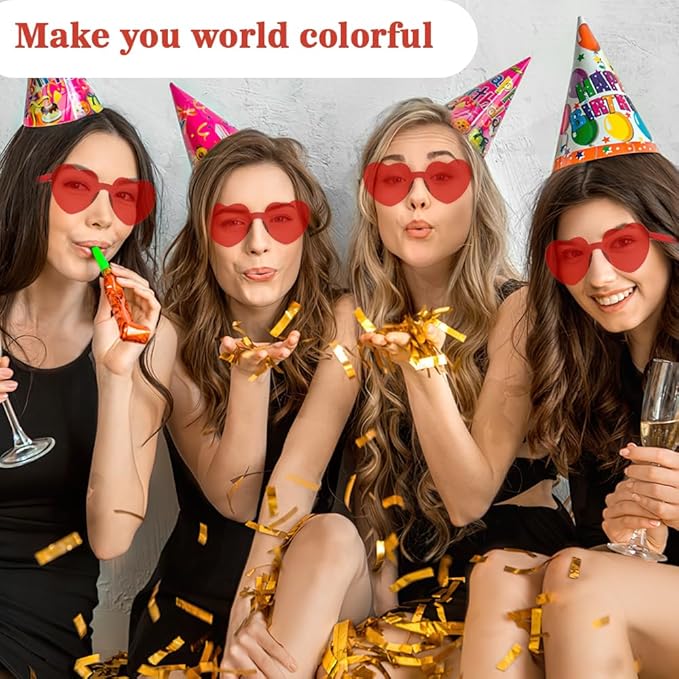 14 Pack Heart Sunglasses, Heart Shaped Sunglasses, Heart Glasses Bulk for Women, Rainbow Sunglasses for Valentine