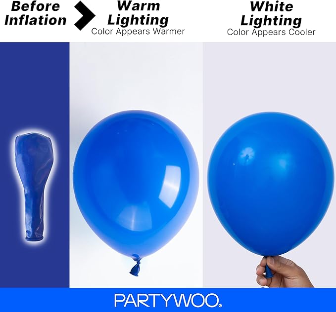 PartyWoo Royal Blue Balloons 152pcs Different Sizes Pack of 18 12 10 5 Inch Dark Blue Balloon Arch Kit for Baby Shower Gender Reveal Graduation Under The Sea Birthday Party Decorations Blue-Y5